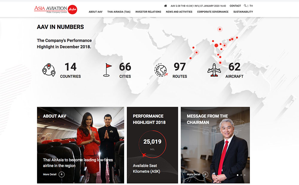 IR website of Asia Aviation