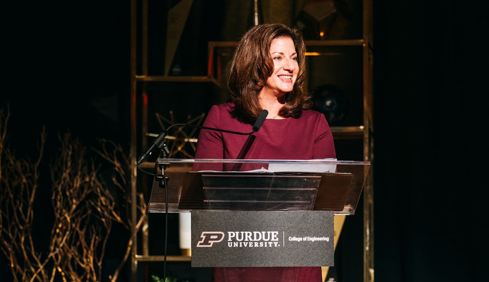 Campbell’s CFO Carrie Anderson, at Purdue University College of Engineering – her alma mater – where she was honored with an award as a distinguished engineering alumnus