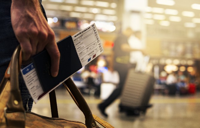 Passenger at airport departures