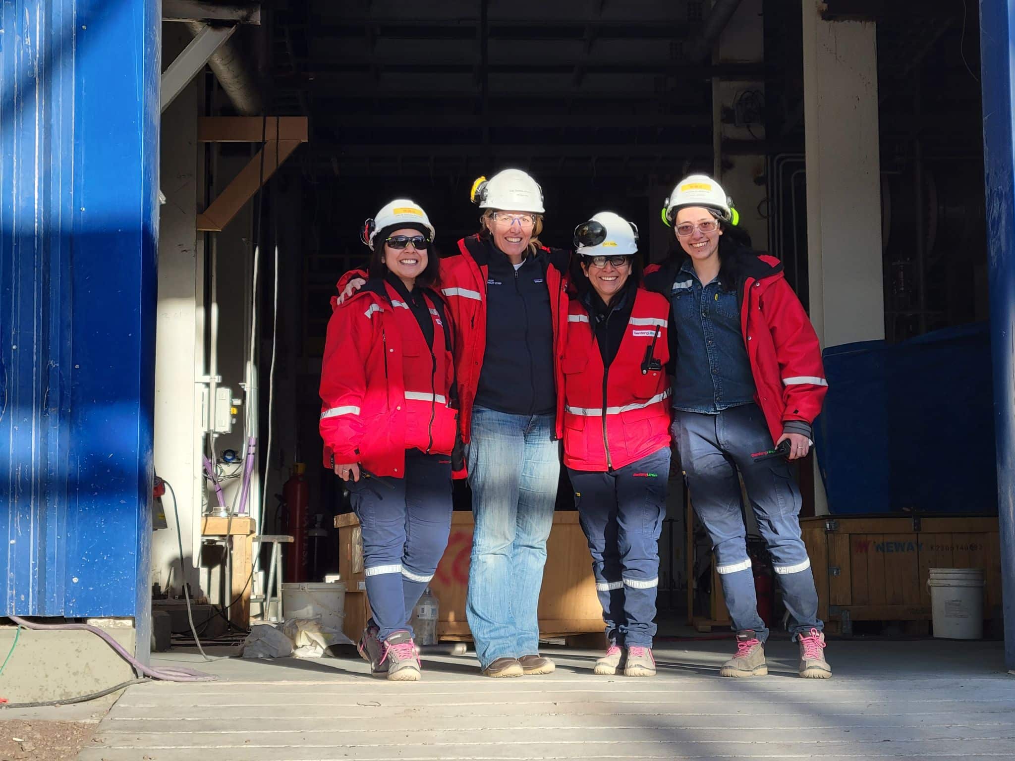 Dominique Barker (second from left), visiting a high-altitude brine in Argentina