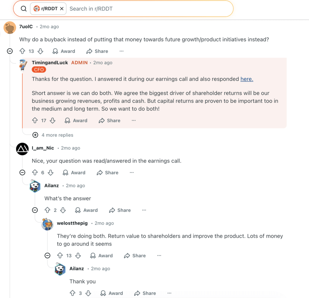 Reddit is famous for it's open AMA approach to IR