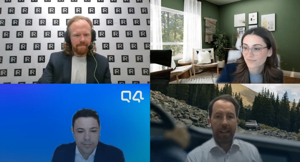 Gianna De Palma, senior manager of investor relations at Insmed, Chip Newcom, vice president of investor relations at Rivian, and Jamie Stanton, senior director of investor relations, Q4