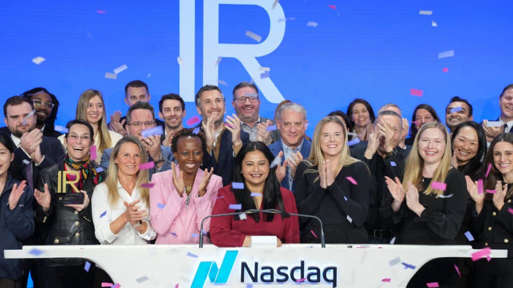 The IR Impact team rings the opening bell at Nasdaq